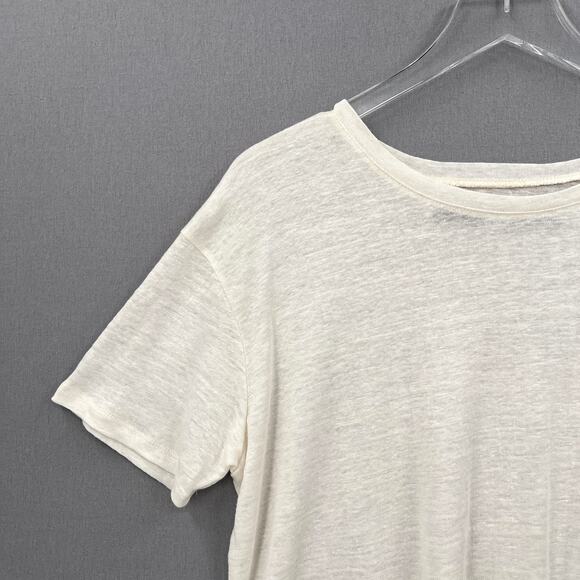 ENZA COSTA Linen Knit Tee Womens Medium Cream Loose Slouchy Relaxed Crew Top - Picture 3 of 13